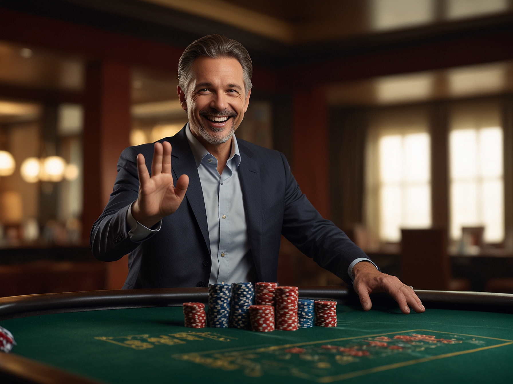 Winner celebrating at casino table